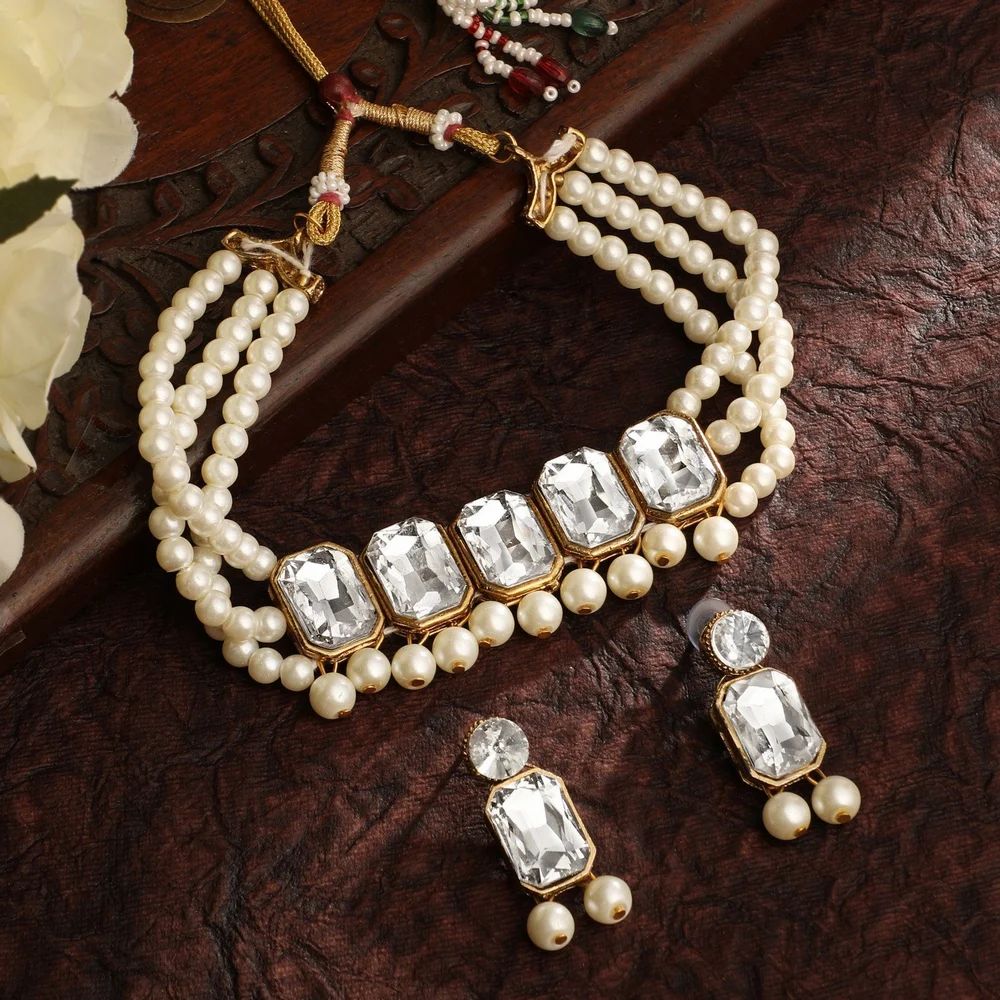 Alloy White Choker Necklace Set